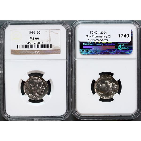 USA;  1936 5¢ NGC Superb Gem Mint State-66