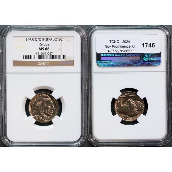 USA;  1938 D/D 5¢ Buffalo FS-502 NGC Superb Gem Mint State-66