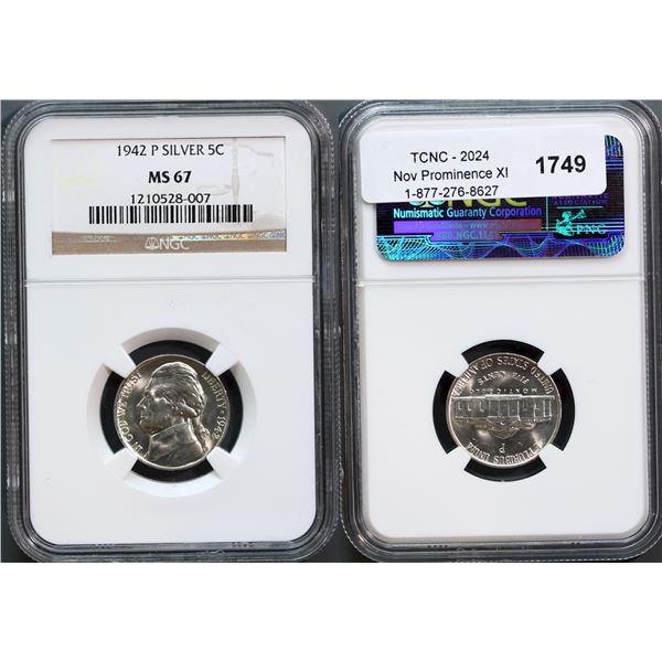 USA;  1942 P 5¢ Silver NGC Superb Gem Mint State-67
