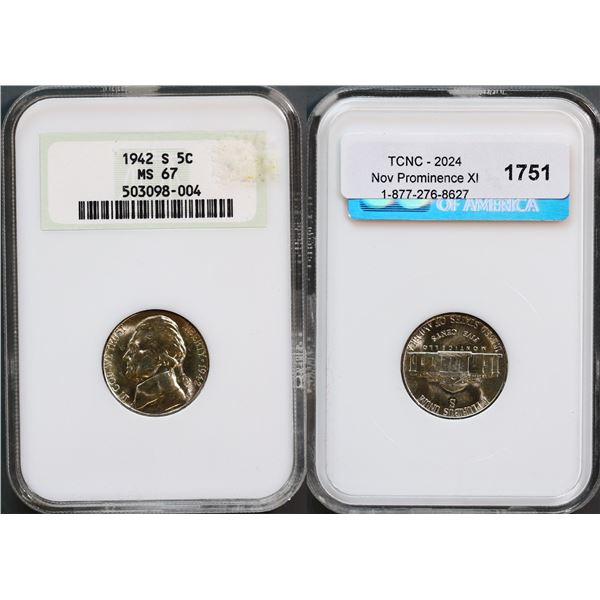 USA;  1942-S 5¢ NGC Superb Gem Mint State-67