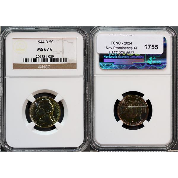 USA;  1944-D 5¢ NGC Superb Gem Mint State-67*