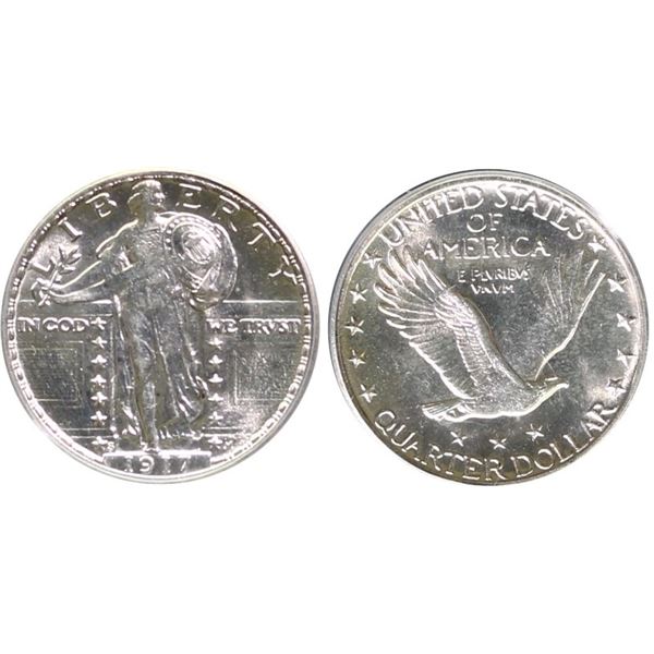 USA;  1917-S 25¢ PCGS Choice Mint State-63