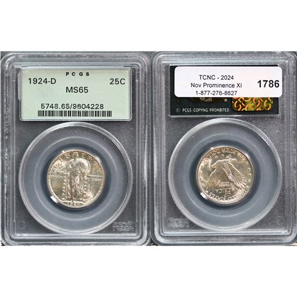 USA;  1924-D 25¢ PCGS Gem Mint State-65