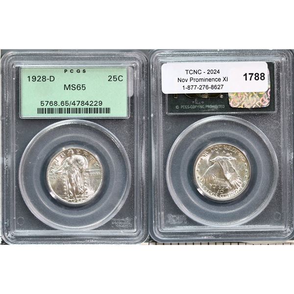 USA;  1928-D 25¢ PCGS Gem Mint State-65
