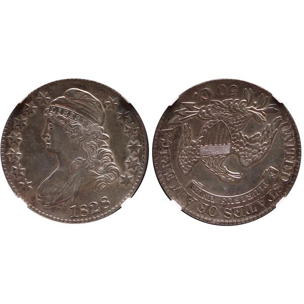 USA;  1828 50¢ NGC Choice About Uncirculated-55.  Attractive lustrous fields under light silvery gre