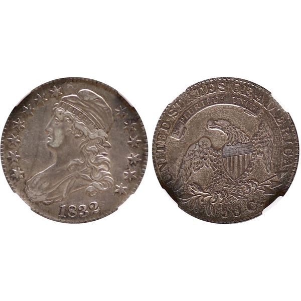 USA;  1832 50¢ NGC XF45.  Attractive lustrous fields under light silvery grey tones