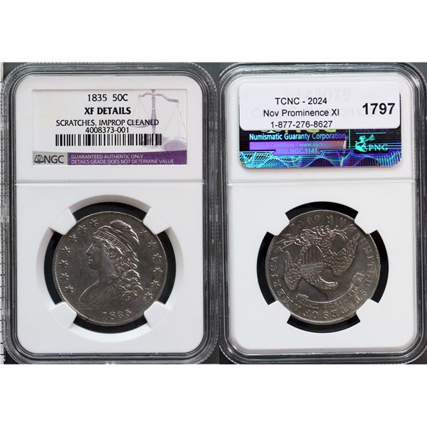 USA;  1835 50¢ NGC XF Details Scratches, Improp Cleaned