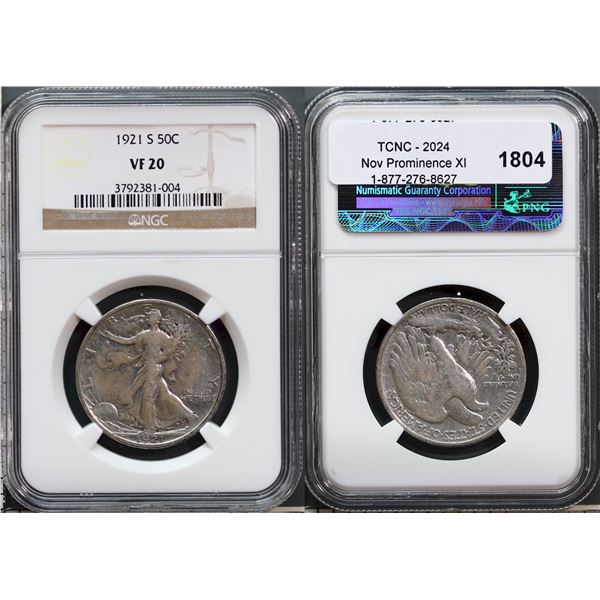 USA;  1921-S 50¢ NGC Very Fine-20
