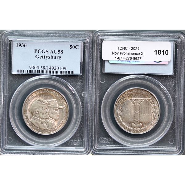 USA;  1936 50¢ Gettysburg PCGS Choice About Uncirculated-58