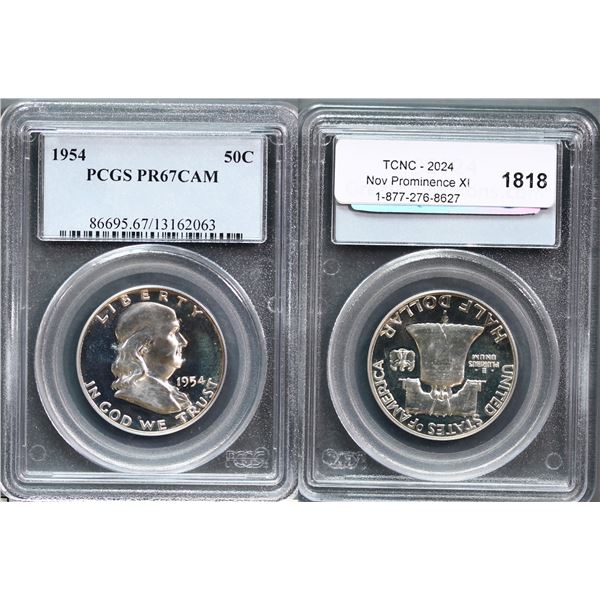 USA;  1954 50¢ PCGS Superb Gem PROOF-67CAM