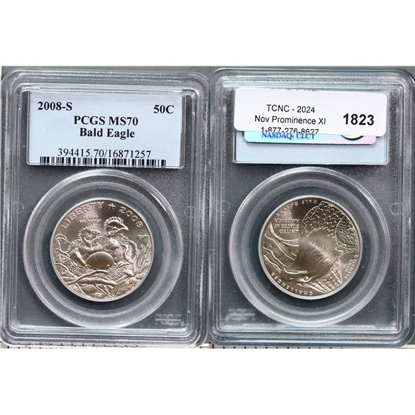 USA;  2008-S 50¢ Bald Eagle PCGS PERFECT Mint State-70