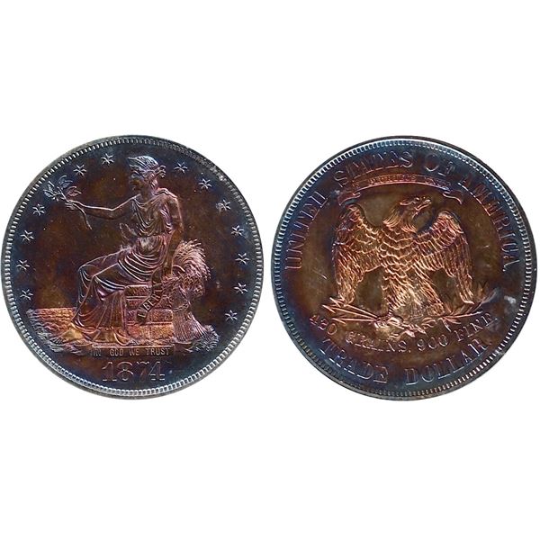 USA;  1874 $1 Trade ICG PROOF-62