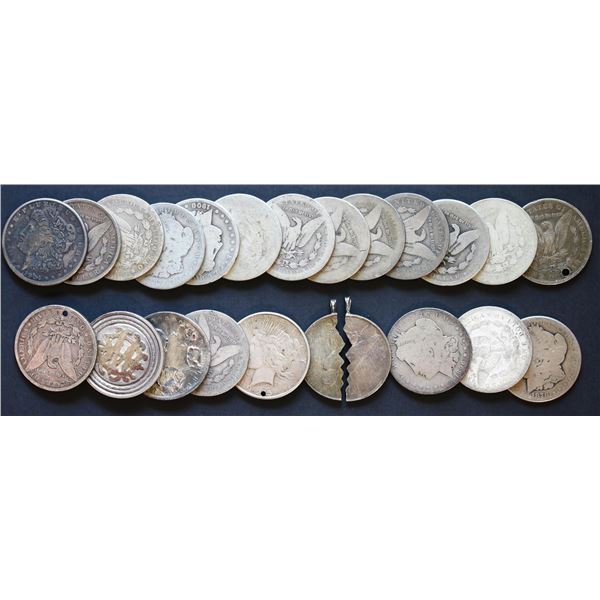 USA;  Morgan Dollars Mixed date lot 1878-1904, Lot of 22 coins Good or better with issues.