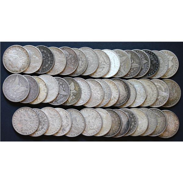 USA;  Morgan Dollars Mixed date lot 1878-1884-S, Lot of 45 coins VG to AU.
