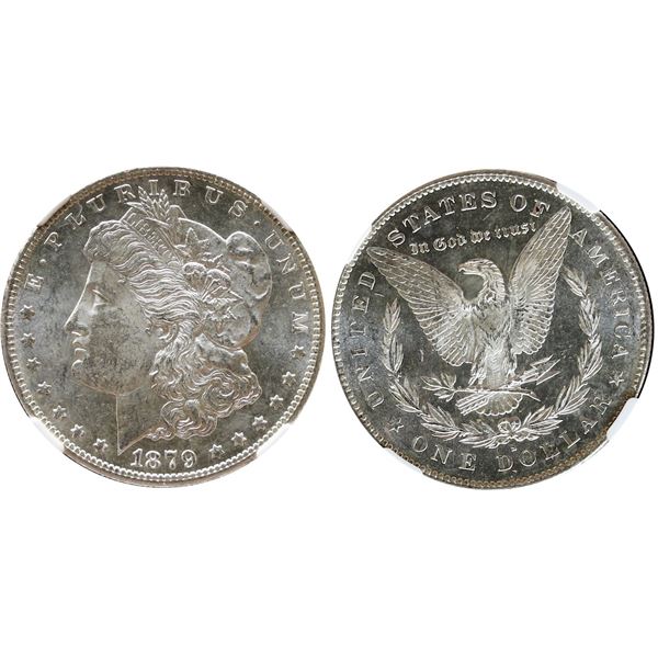 USA;  1879-S $1 Rev of 78, NGC Choice Mint State-62.  Lustrous white Top 100 example.