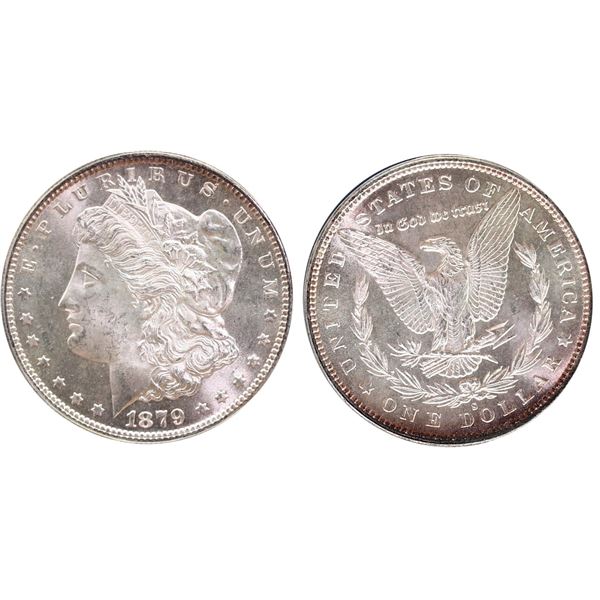 USA;  1879-S ANACS Gem Mint State-65.  Lustrous white gem example.