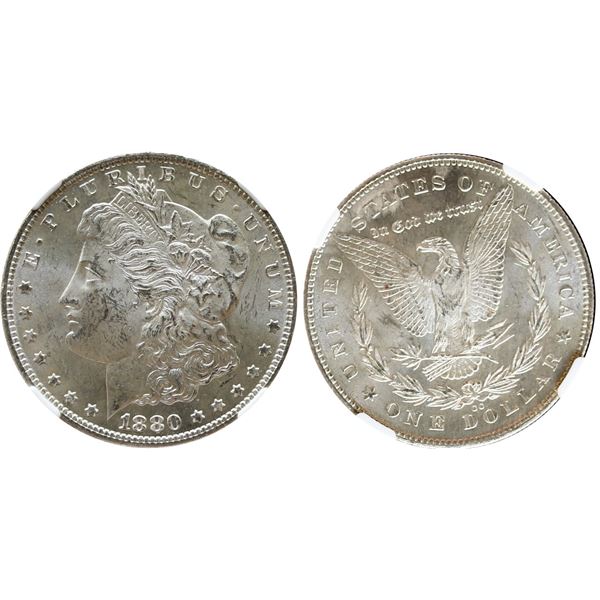 USA;  1880 $1 CC (VAM-7 Rev of 78) NGC Choice Mint State-63.  HITLIST-40 designation.