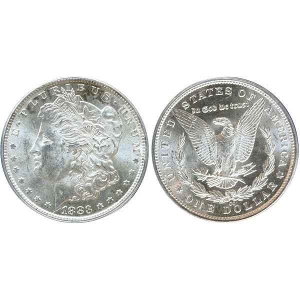 USA;  1883 $1 CC (Vam-5) ANACS Choice Mint State-63.  Lustrous white example.