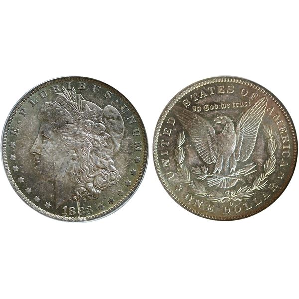 USA;  1883-O $1 ANACS Choice Mint State-64.  Lustrous with attractive tones.
