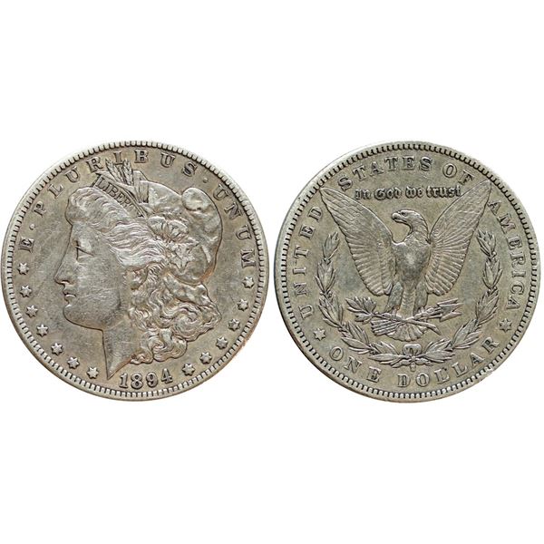 USA;  1894S $1 Morgan, nice EF example w/some light marks.