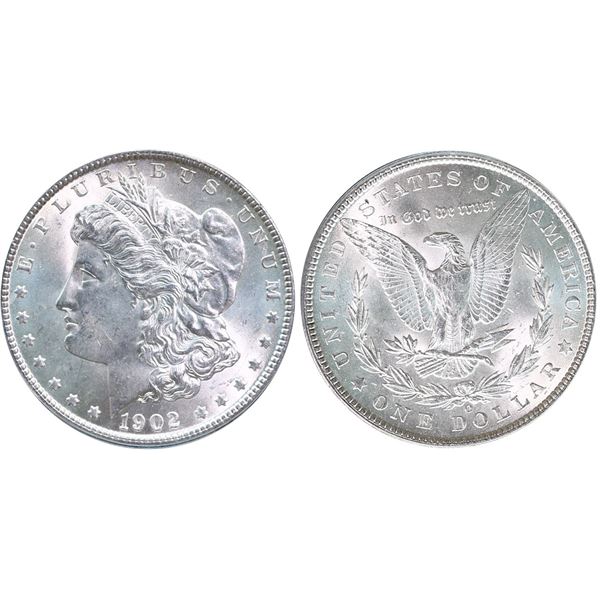 USA;  1902-O $1 ANACS UNC65.  Lustrous white gem example.