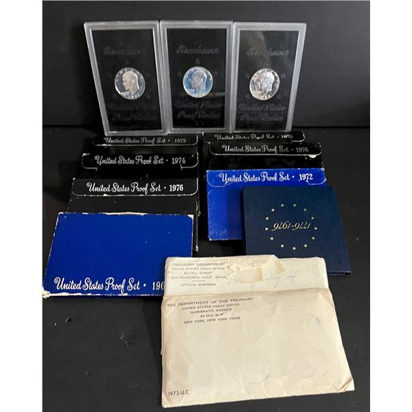 USA;  1968 PROOF Sets,1972, 1973, 1974, 1976 (3), 1976 Bicentennial Silver PROOF Set, 1971-S $1,1972