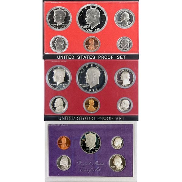USA; 1975, 1978, 1984 lot of 3 PROOF Sets.