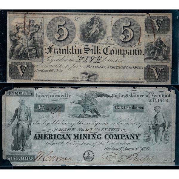 USA; Confederate notes, Mixed denominations, varieties and signatures.  Lot of 2 notes.  F to VF wit