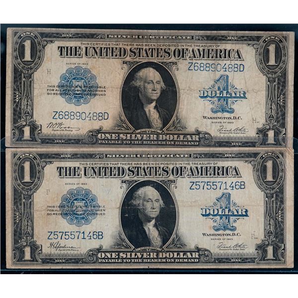 USA; 1923 $1 Fine or better.  Lot of 2 notes.
