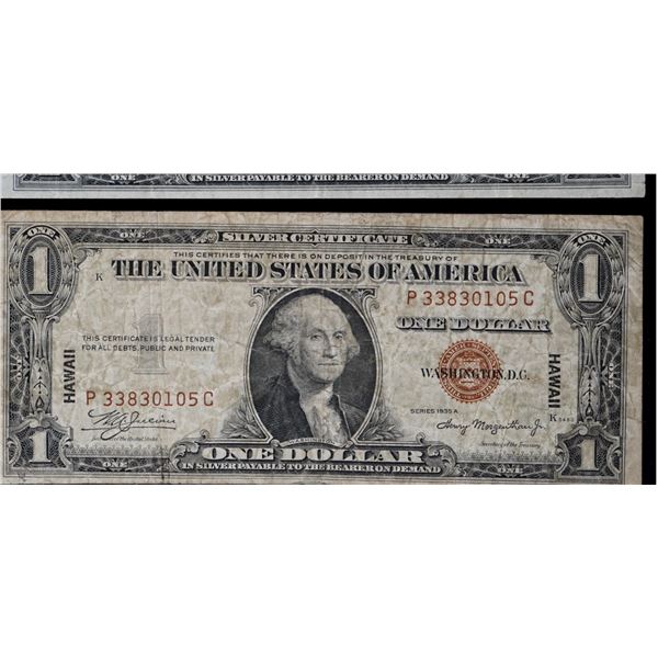 USA; 1935 $1's "HAWAII"  Both notes VG to VF+.