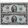 Image 1 : USA 1976 $2 #L01300982*-L01320982*, both Unc or better.