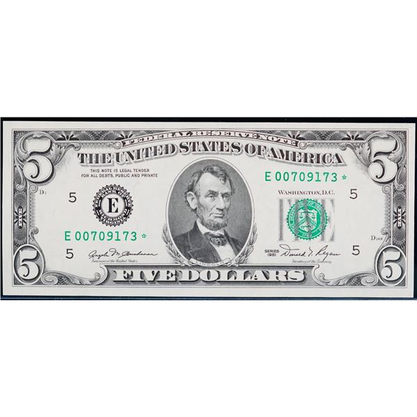 USA 1981 $5 #E00709173*,Unc or better.