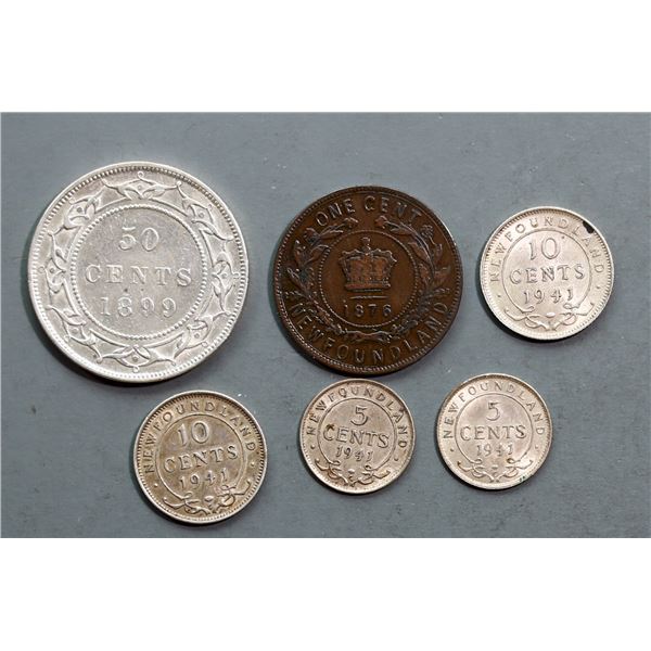 Nfld Lot of 5 various coins.  Grades vary.  A nice lot.