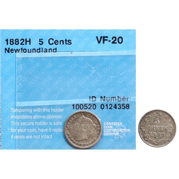 Nfld 1882H 5¢ CCCS Very Fine-20