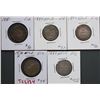 Image 1 : Nfld 1876H 20¢, 1880, 1881, 1885, 1894 All Fine-12 or better.  Lot of 5 coins.