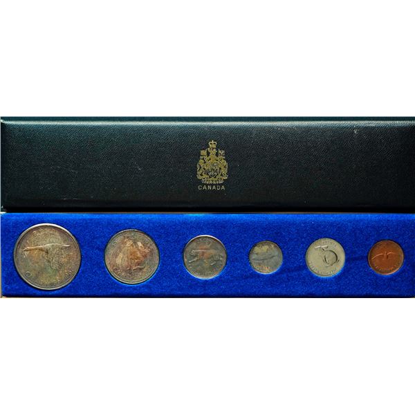 Year Set;  1967 Lot of 6 coins all silver issues displaying gem tones.  Housed in black and gold cas