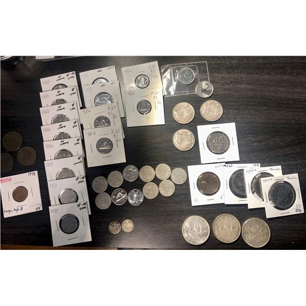 Canadian Decimal lot.  Includes different denominations with various grade.