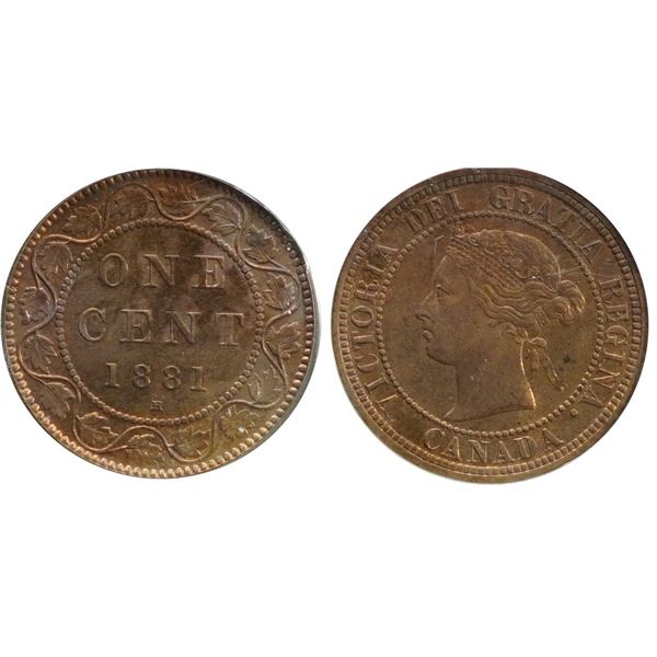 1881H 1¢ PCGS Choice Mint State-63RB.