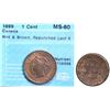 Image 1 : 1899 1¢ Repunched Last "9" CCCS Mint State-60RB