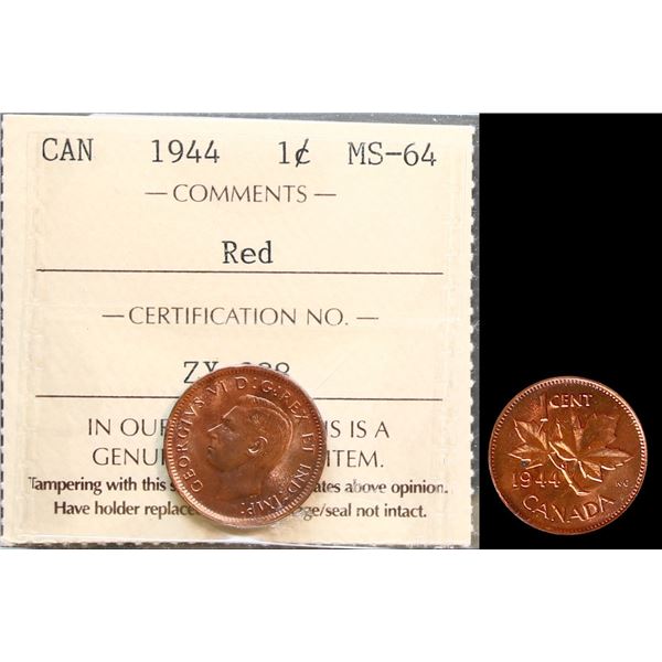 1944 1¢ ICCS Choice Mint State-64RED.