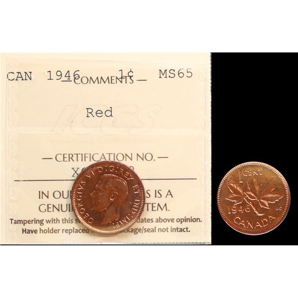 1946 1¢ ICCS Gem Mint State-65RED.