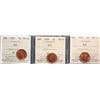 Image 1 : 1950 1¢, 1951, and 1952, all ICCS Gem Mint State-65RED, lot of 3 coins.