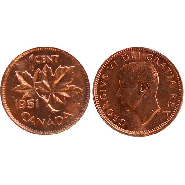 1951 1¢ ICCS Gem Mint State-65RED.  Gem 100% red and lustrous issue.