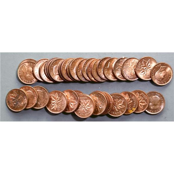 1952 1¢(23) & 1955(22).  Lotof 45 coins UNC to MS Red most w/some exceptions.  See Pic.