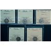 1891 5¢ Obv 2, 1896, 1902H, 1903 & 1904 all ICCS graded Extra Fine-40 to Choice About Uncirculated-5