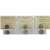 1893 5¢, 1903, and 1903H Large H, all ICCS Choice About Uncirculated-55, lot of 3 coins.