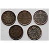 1900 5¢ Round 0.  Lot of 5 VF and better issues.  See Pic.