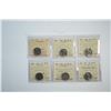 Image 1 : 1928 5¢, 1941, 1938, 1947, 1949, and 1964 EWL all ICCS Choice Mint State-63, lot of 6 coins.
