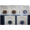 1942 5¢ Tombac, 1943, 1948, 1951 LR, and 1952 ICCS Gem Mint State-65, lot of 5 coins.