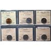 1942 5¢, 1953 SF NL, 1964, 1977 Highm 1977 Low & 1979.  Lot of 6 ICCS graded coins Extra Fine-40 to 